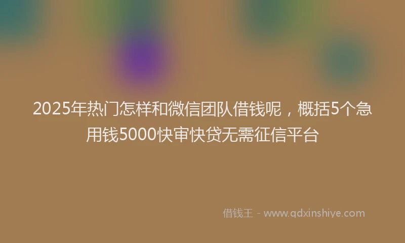 2025年热门怎样和微信团队借钱呢，概括5个急用钱5000快审快贷无需征信平台