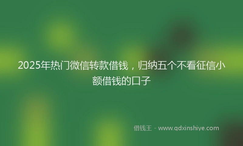 2025年热门微信转款借钱，归纳五个不看征信小额借钱的口子