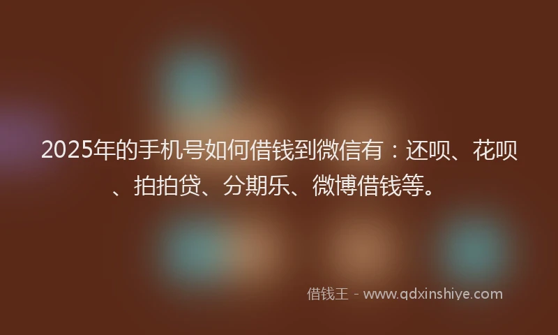 2025年的手机号如何借钱到微信有：还呗、花呗、拍拍贷、分期乐、微博借钱等。