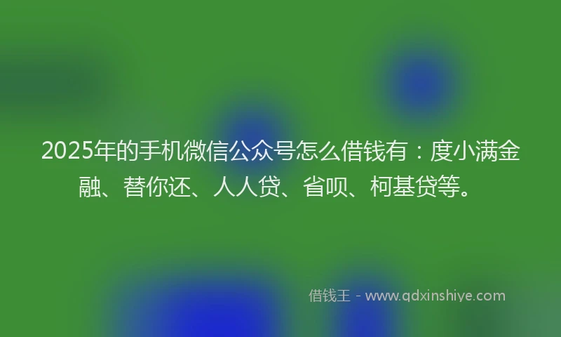 2025年的手机微信公众号怎么借钱有：度小满金融、替你还、人人贷、省呗、柯基贷等。