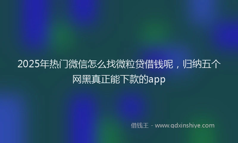 2025年热门微信怎么找微粒贷借钱呢，归纳五个网黑真正能下款的app
