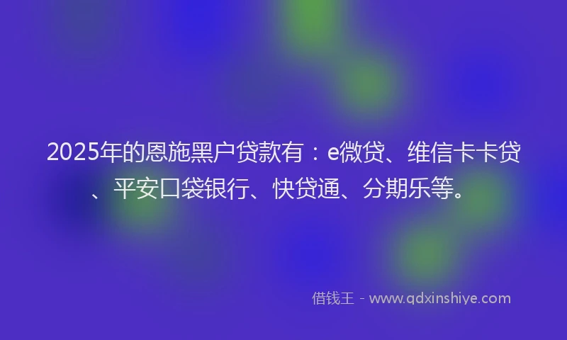 2025年的恩施黑户贷款有：e微贷、维信卡卡贷、平安口袋银行、快贷通、分期乐等。