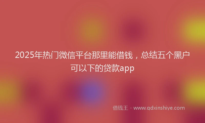 2025年热门微信平台那里能借钱，总结五个黑户可以下的贷款app