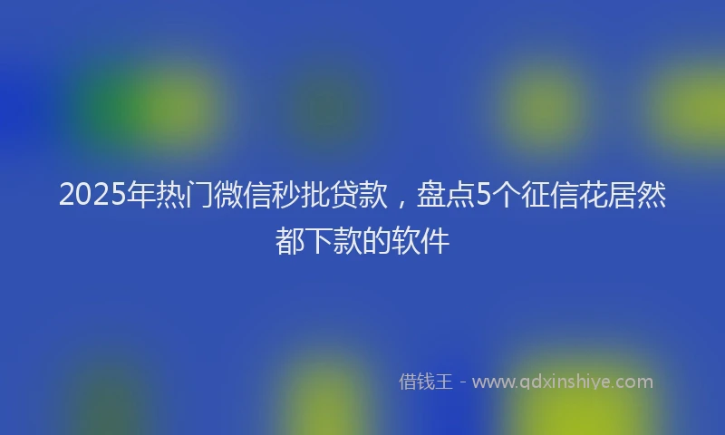 2025年热门微信秒批贷款，盘点5个征信花居然都下款的软件