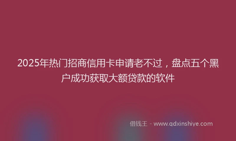 2025年热门招商信用卡申请老不过，盘点五个黑户成功获取大额贷款的软件