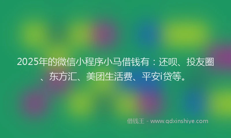 2025年的微信小程序小马借钱有：还呗、投友圈、东方汇、美团生活费、平安i贷等。