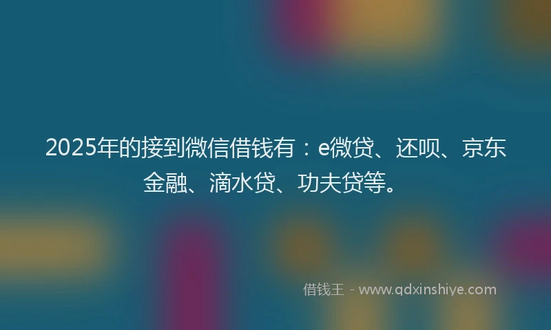 2025年的接到微信借钱有：e微贷、还呗、京东金融、滴水贷、功夫贷等。