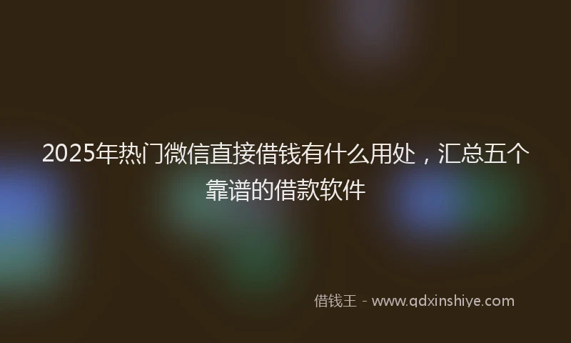 2025年热门微信直接借钱有什么用处，汇总五个靠谱的借款软件