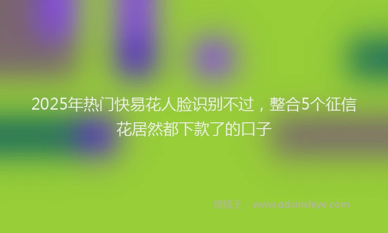 2025年热门快易花人脸识别不过，整合5个征信花居然都下款了的口子
