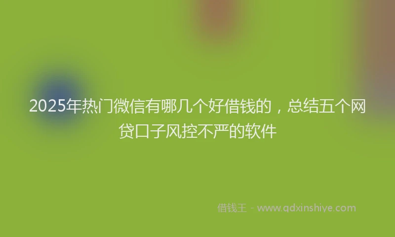2025年热门微信有哪几个好借钱的，总结五个网贷口子风控不严的软件