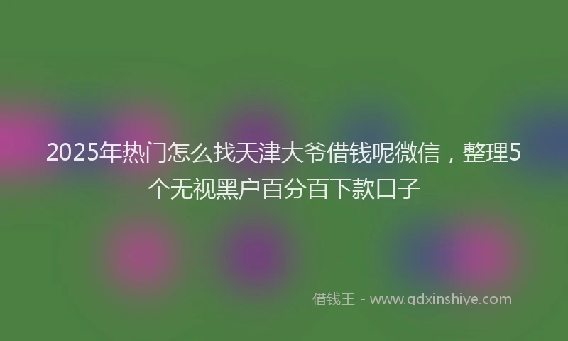 2025年热门怎么找天津大爷借钱呢微信，整理5个无视黑户百分百下款口子