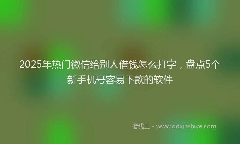 2025年热门微信给别人借钱怎么打字，盘点5个新手机号容易下款的软件
