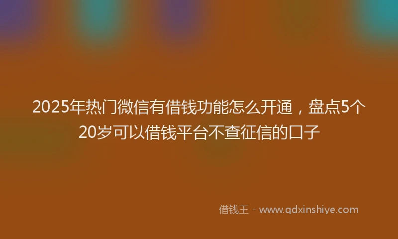 2025年热门微信有借钱功能怎么开通，盘点5个20岁可以借钱平台不查征信的口子
