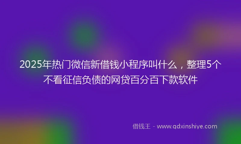 2025年热门微信新借钱小程序叫什么，整理5个不看征信负债的网贷百分百下款软件