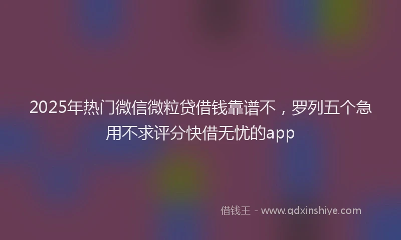 2025年热门微信微粒贷借钱靠谱不，罗列五个急用不求评分快借无忧的app