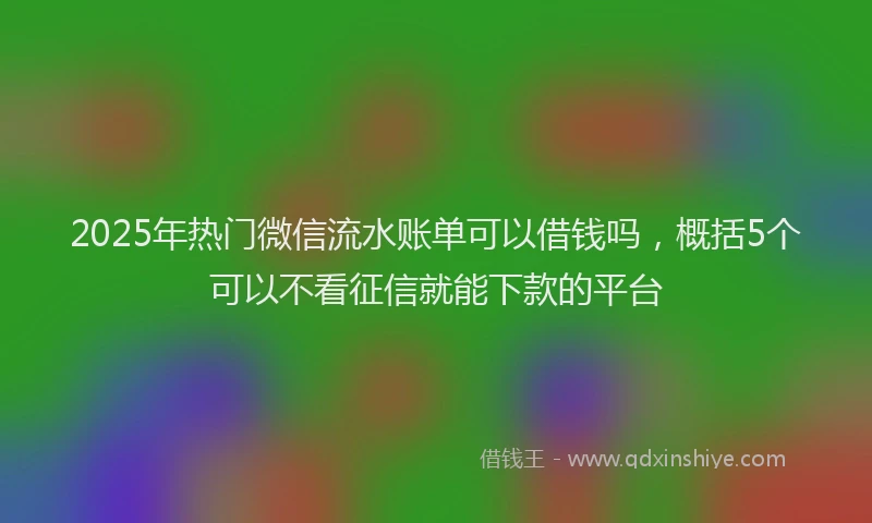 2025年热门微信流水账单可以借钱吗，概括5个可以不看征信就能下款的平台