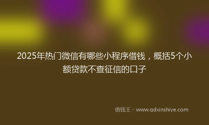 2025年热门微信有哪些小程序借钱，概括5个小额贷款不查征信的口子