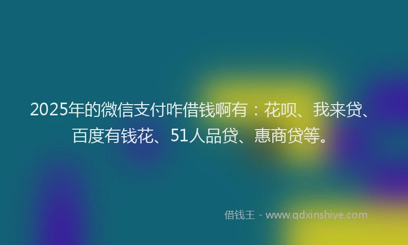2025年的微信支付咋借钱啊有：花呗、我来贷、百度有钱花、51人品贷、惠商贷等。