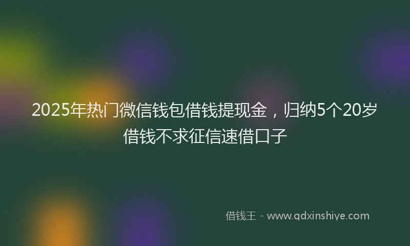 2025年热门微信钱包借钱提现金，归纳5个20岁借钱不求征信速借口子