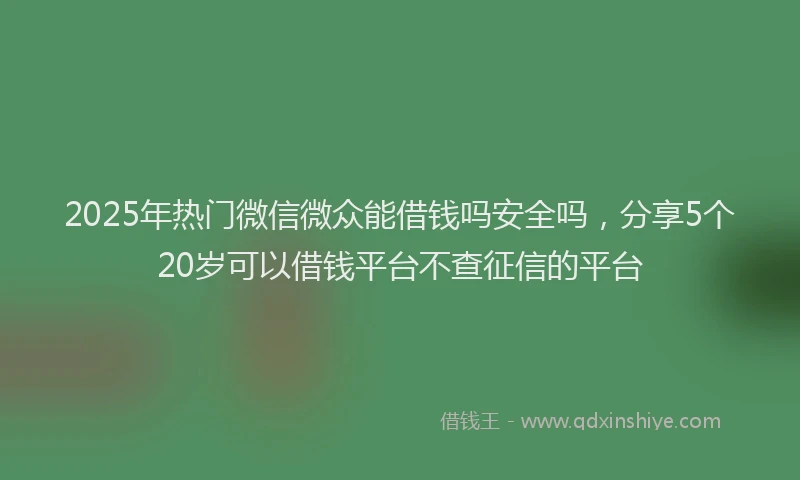 2025年热门微信微众能借钱吗安全吗，分享5个20岁可以借钱平台不查征信的平台