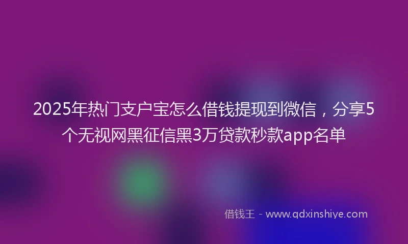 2025年热门支户宝怎么借钱提现到微信，分享5个无视网黑征信黑3万贷款秒款app名单