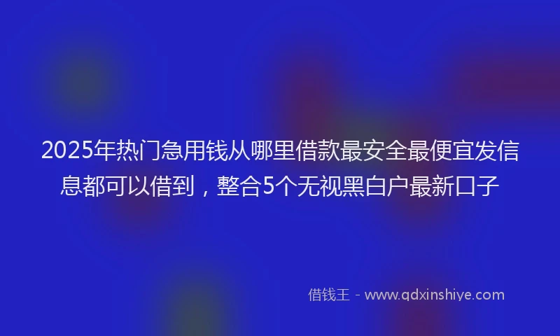 2025年热门急用钱从哪里借款最安全最便宜发信息都可以借到，整合5个无视黑白户最新口子