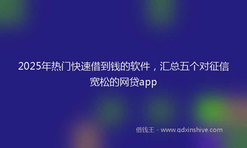 2025年热门快速借到钱的软件，汇总五个对征信宽松的网贷app
