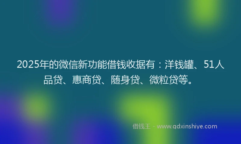 2025年的微信新功能借钱收据有：洋钱罐、51人品贷、惠商贷、随身贷、微粒贷等。