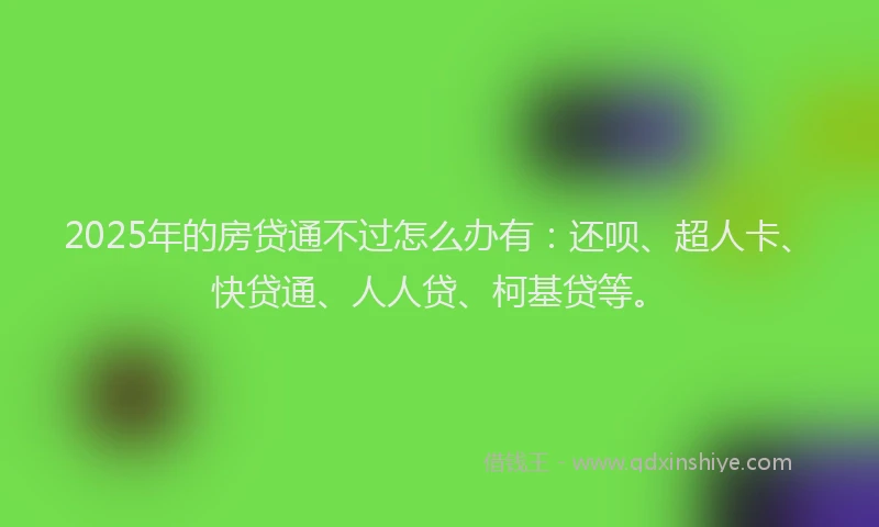 2025年的房贷通不过怎么办有：还呗、超人卡、快贷通、人人贷、柯基贷等。