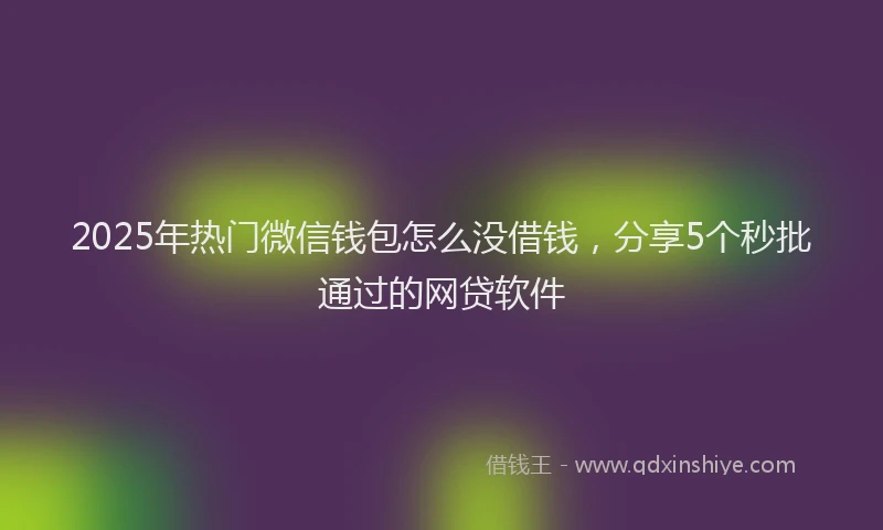 2025年热门微信钱包怎么没借钱，分享5个秒批通过的网贷软件
