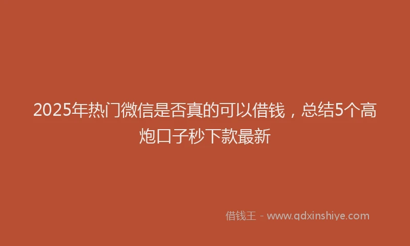 2025年热门微信是否真的可以借钱，总结5个高炮口子秒下款最新