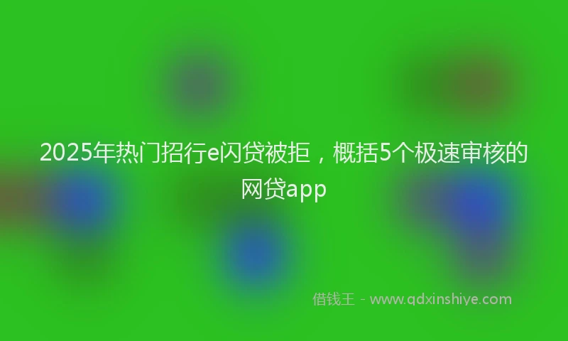 2025年热门招行e闪贷被拒，概括5个极速审核的网贷app