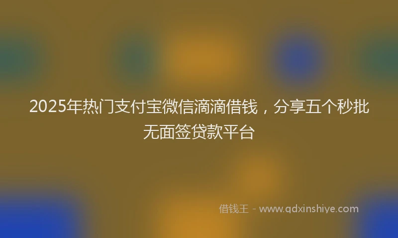 2025年热门支付宝微信滴滴借钱，分享五个秒批无面签贷款平台