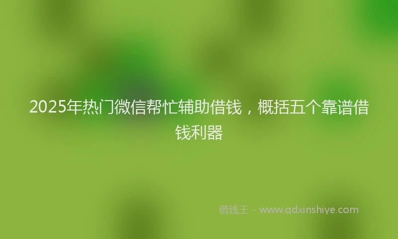2025年热门微信帮忙辅助借钱，概括五个靠谱借钱利器