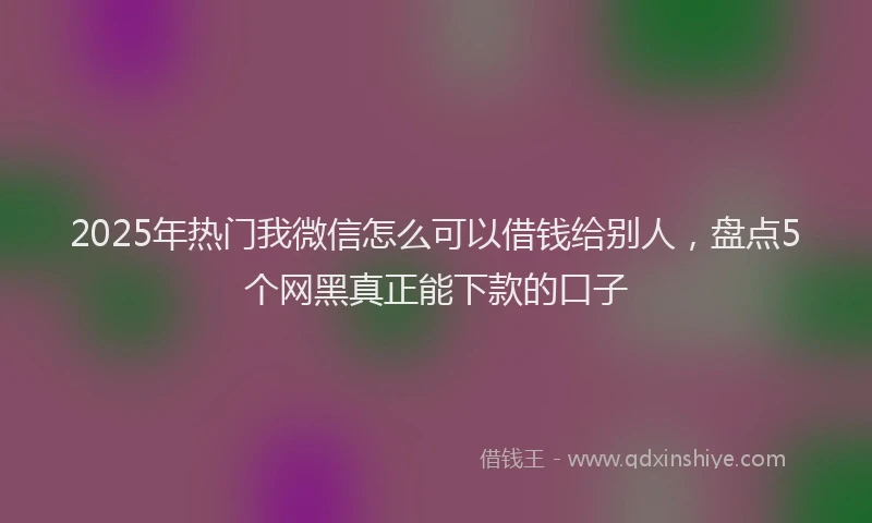 2025年热门我微信怎么可以借钱给别人，盘点5个网黑真正能下款的口子