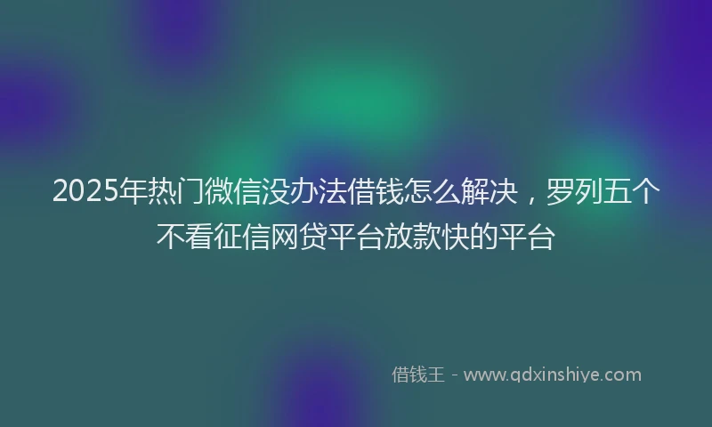 2025年热门微信没办法借钱怎么解决，罗列五个不看征信网贷平台放款快的平台