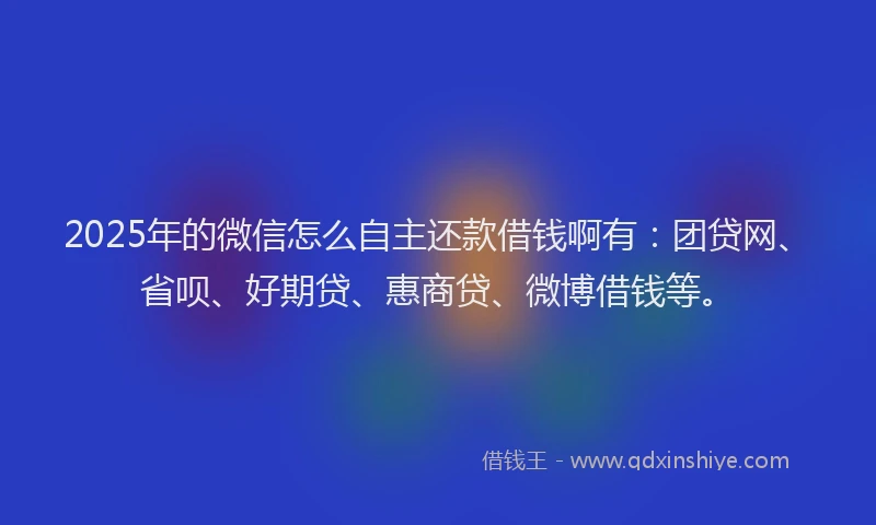 2025年的微信怎么自主还款借钱啊有：团贷网、省呗、好期贷、惠商贷、微博借钱等。