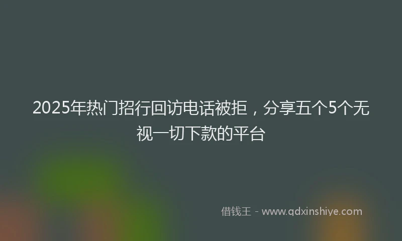 2025年热门招行回访电话被拒，分享五个5个无视一切下款的平台