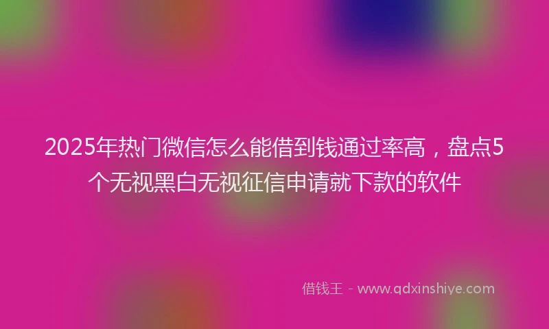 2025年热门微信怎么能借到钱通过率高，盘点5个无视黑白无视征信申请就下款的软件