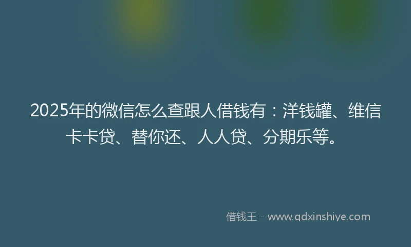 2025年的微信怎么查跟人借钱有：洋钱罐、维信卡卡贷、替你还、人人贷、分期乐等。