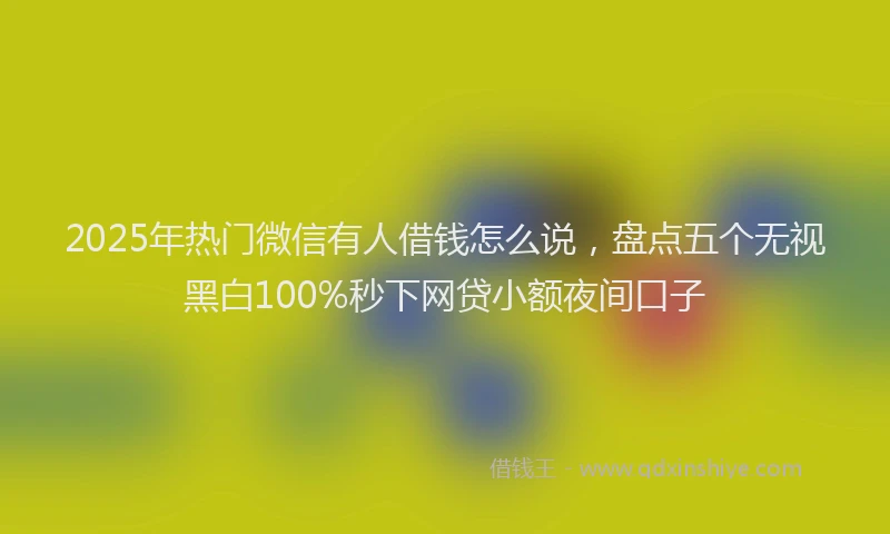 2025年热门微信有人借钱怎么说，盘点五个无视黑白100%秒下网贷小额夜间口子