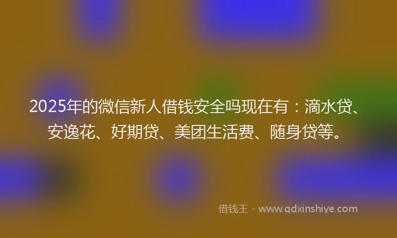 2025年的微信新人借钱安全吗现在有：滴水贷、安逸花、好期贷、美团生活费、随身贷等。