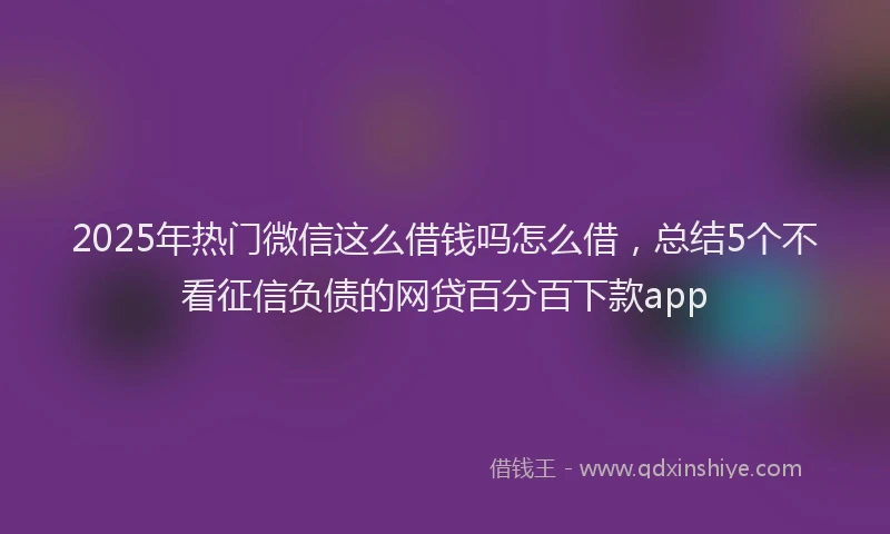 2025年热门微信这么借钱吗怎么借，总结5个不看征信负债的网贷百分百下款app