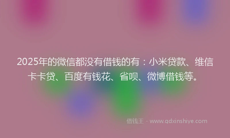 2025年的微信都没有借钱的有：小米贷款、维信卡卡贷、百度有钱花、省呗、微博借钱等。
