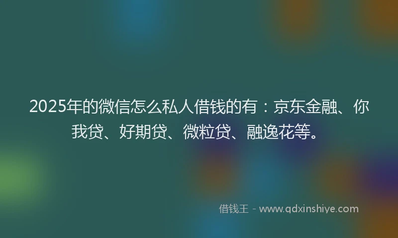 2025年的微信怎么私人借钱的有：京东金融、你我贷、好期贷、微粒贷、融逸花等。