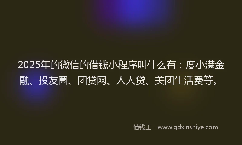 2025年的微信的借钱小程序叫什么有：度小满金融、投友圈、团贷网、人人贷、美团生活费等。
