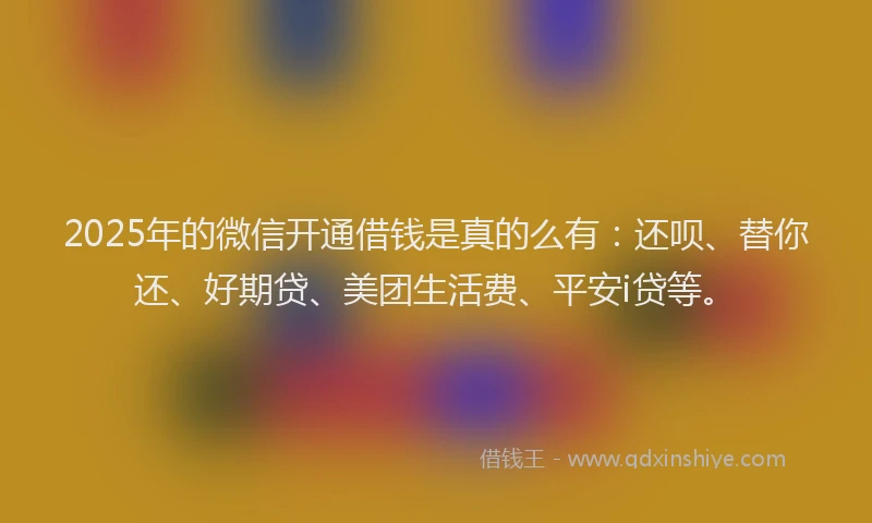 2025年的微信开通借钱是真的么有：还呗、替你还、好期贷、美团生活费、平安i贷等。