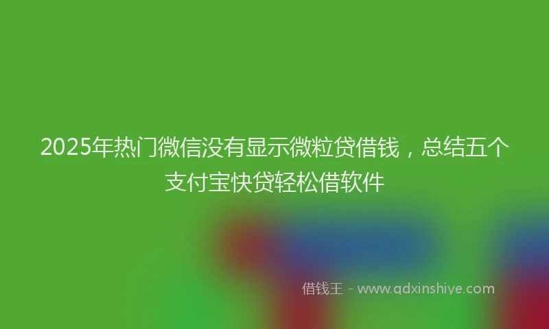2025年热门微信没有显示微粒贷借钱，总结五个支付宝快贷轻松借软件