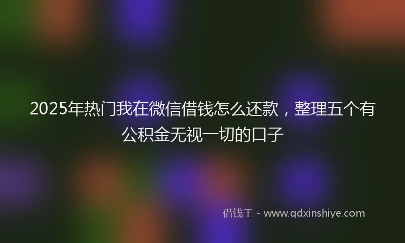 2025年热门我在微信借钱怎么还款，整理五个有公积金无视一切的口子