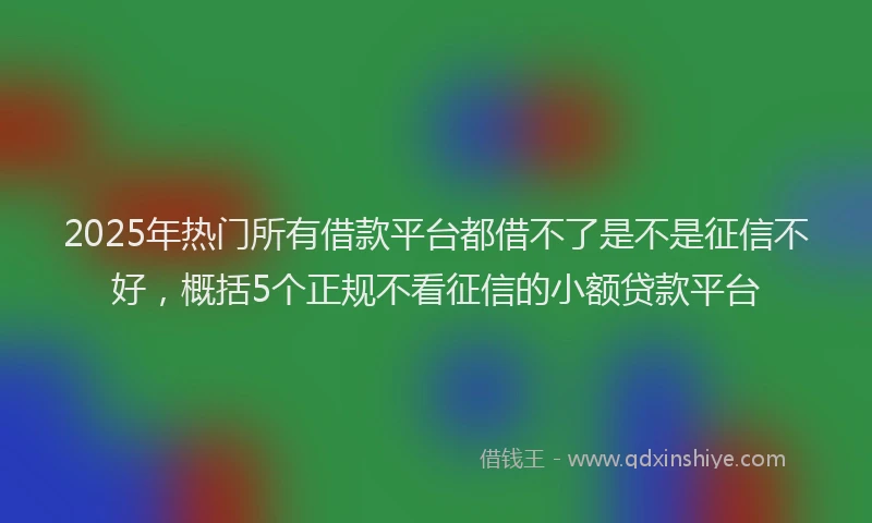 2025年热门所有借款平台都借不了是不是征信不好，概括5个正规不看征信的小额贷款平台